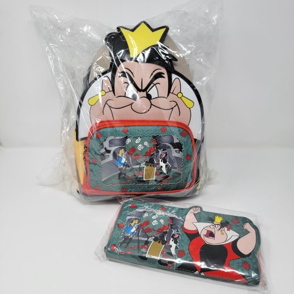 Loungefly Disney Queen of Hearts Villain Scene Mini Backpack & Zip Around Wallet - Picture 11 of 16